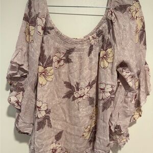 XL Purple Floral Women's Top